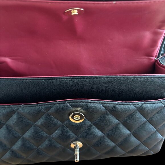 NWT Vegan Black Leather Shoulder Bag Purse - Picture 4 of 4